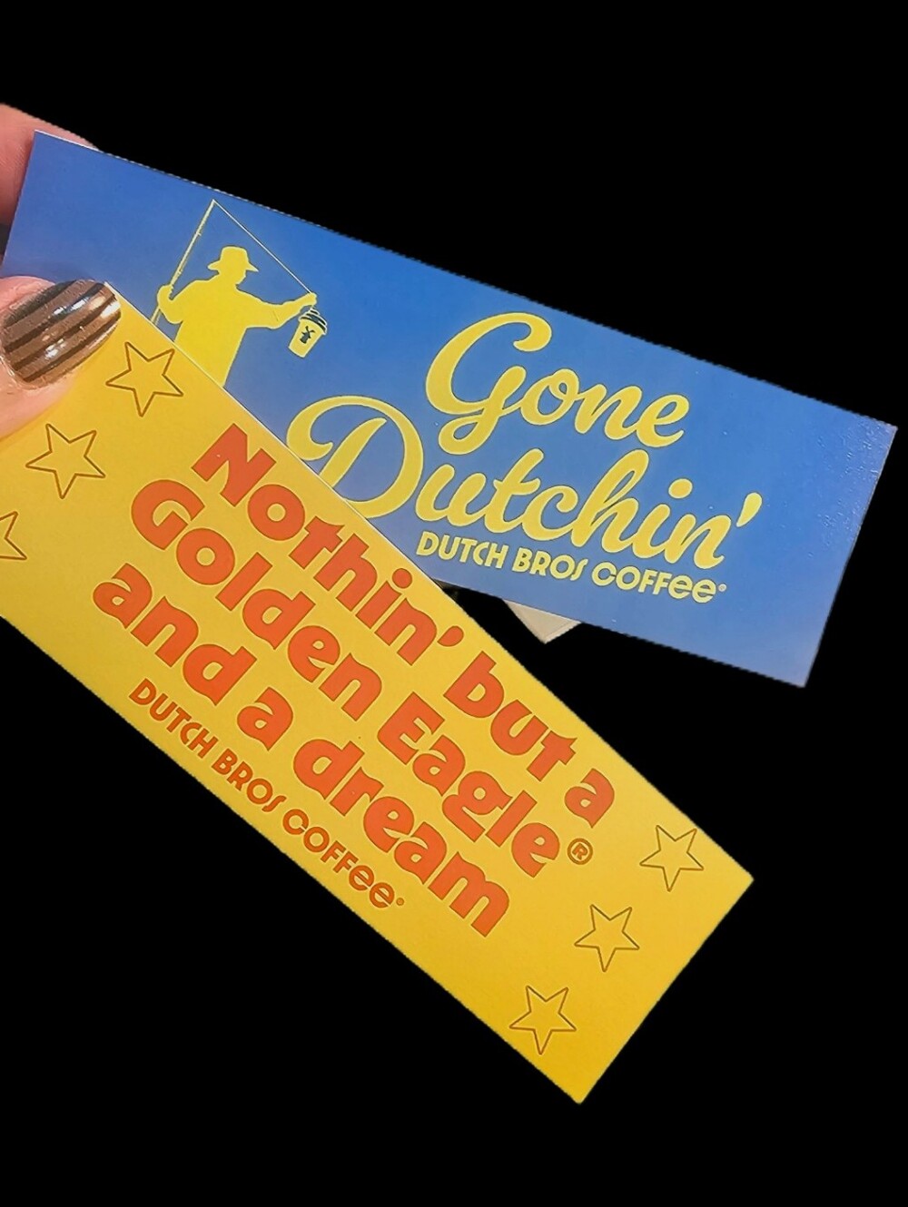 Dutch Bros Set Of 2✌️ Limited Edition Stickers "Gone Dutchin "&"Golden Eagle Nwt